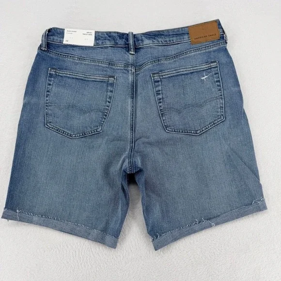 American Eagle AirFlex+ Tencel Distressed Jean Shorts 34 NWT - Picture 2 of 12